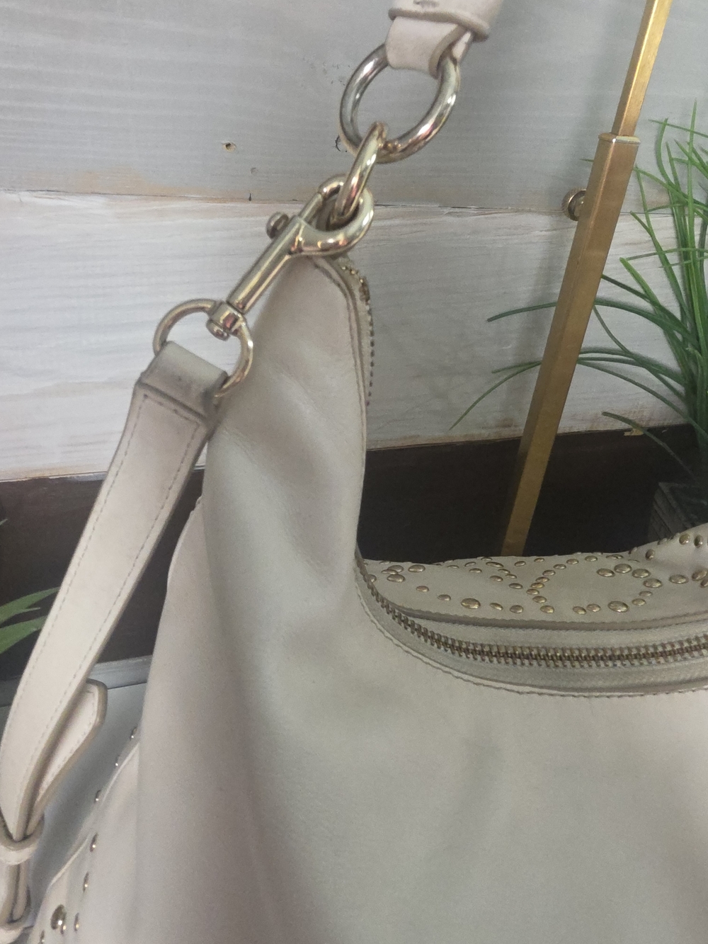 Coach Studded Leather Hobo Bag in Light Beige - Picture 10 of 11